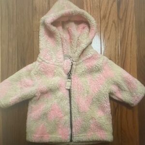 Pink and Cream Hooded Fleece Jacket